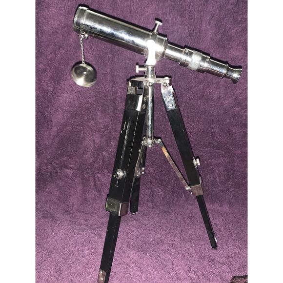 Working Antique Design Table Top Decor Black Tripod with Telescope Stand - Picture 2 of 10